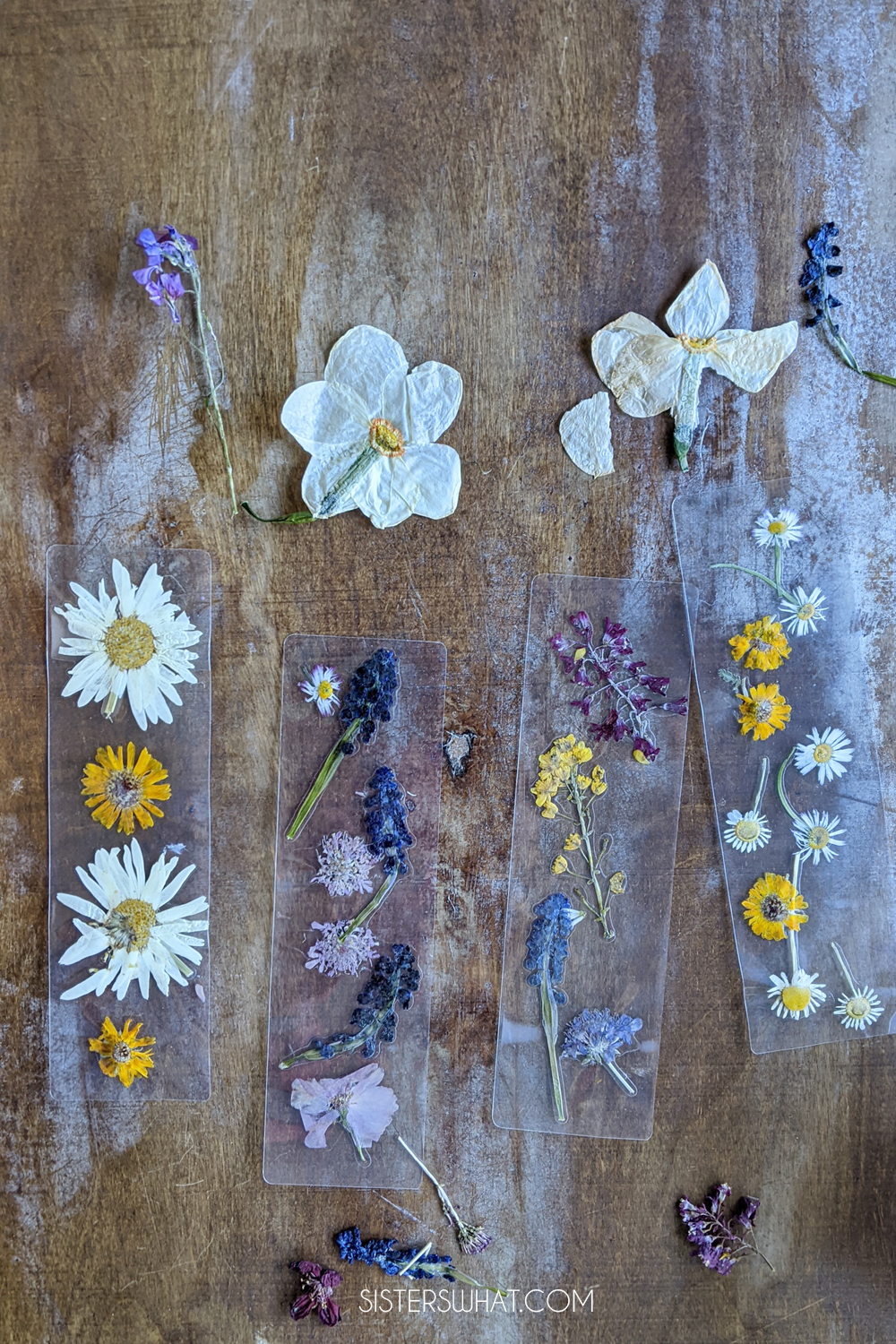 How to Make Pressed Flower Laminated Bookmarks - Sisters, What!